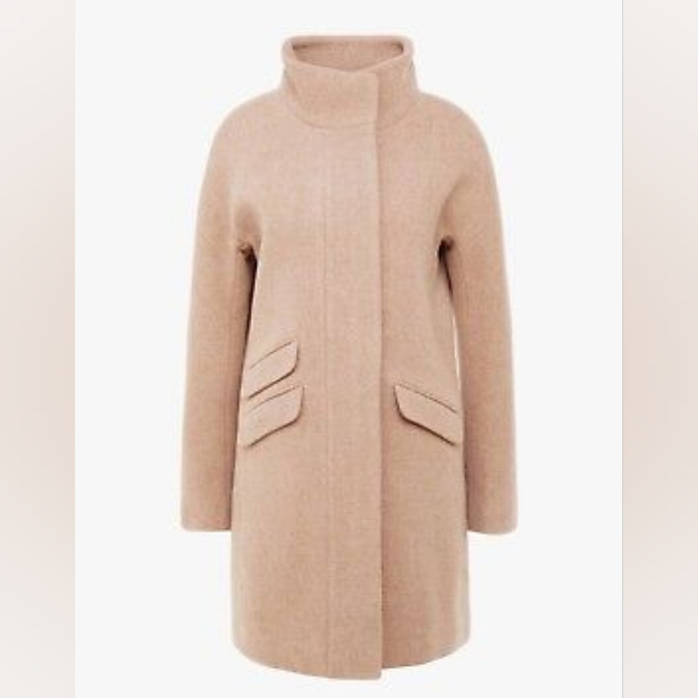 J. Crew Cocoon Coat in Italian Stadium-Cloth Wool - Sandstone, Size 16